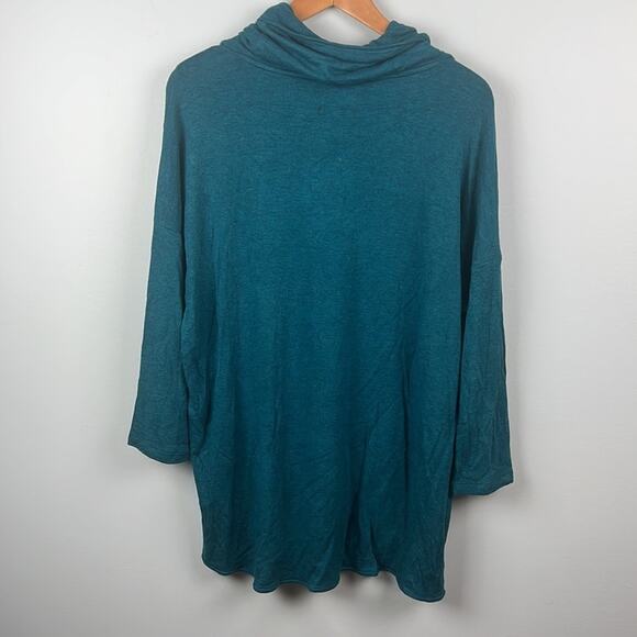 Lou & Grey oversized large teal cowl neck lightweight tunic sweater - Picture 8 of 8